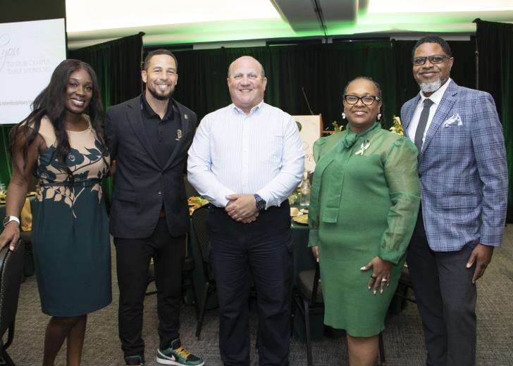 Dr. Idara Essien-Wood, associate professor, San Diego State University; Dr. J. Luke Wood, president, Sacramento State; Mike Barnbaum, lead transit ambassador, Sacramento Regional Transit District; Lori D. Wilson, honoree and California assemblywoman; and Chavares Wilson, retired, Air Force Reserve Technical Sergeant