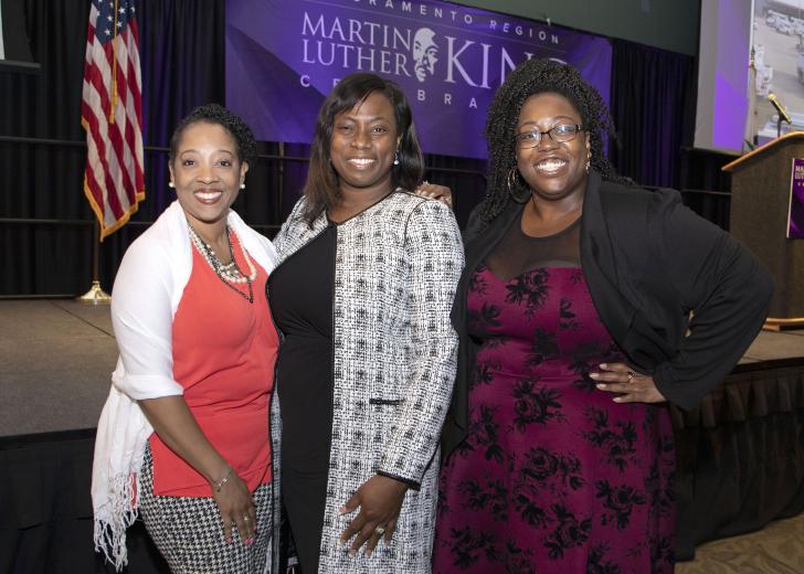 Nneka Anderson,
founder and owner, Reshape the Soul; Rhonda Staley- Brooks, manager of community relations, outreach and events, SMUD; Essence Hill, director of marketing and communications, Unleashing Leaders