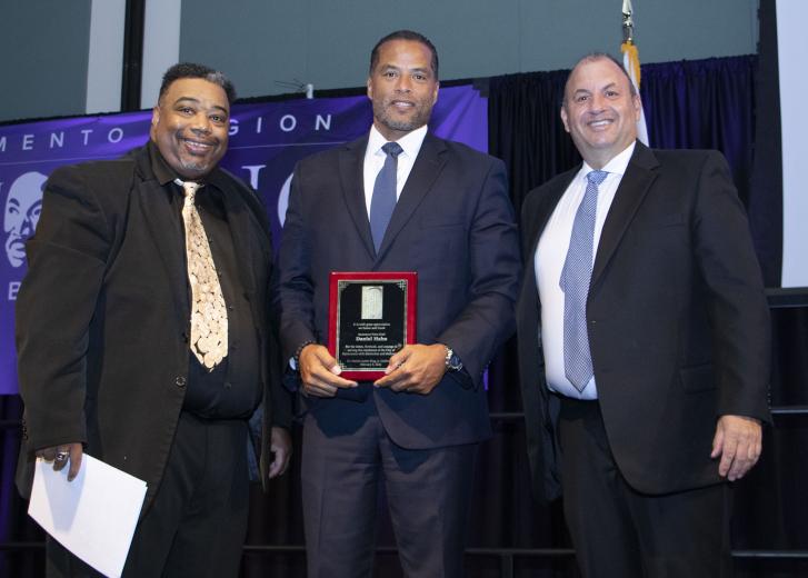 Vince Miles, president, MLK Celebration planning committee; Daniel Hahn, retired chief of police, Sacramento Police Department; Michael Alcalay, president, Alcalay Communications