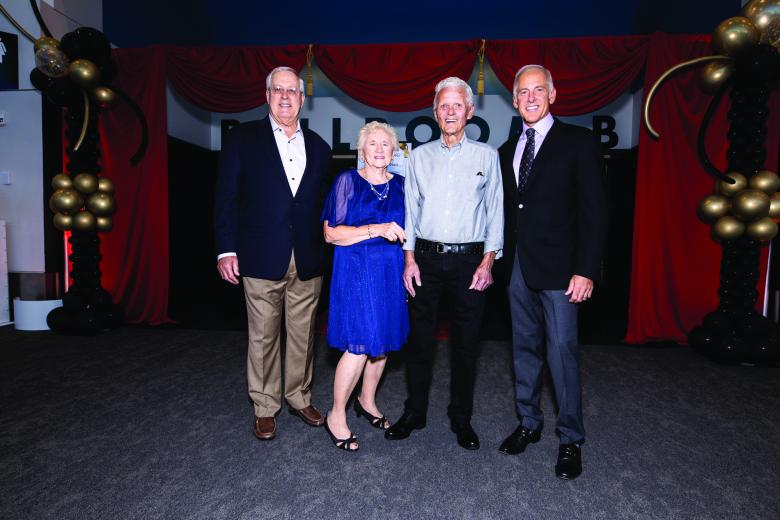 Steven R. Moore, past president; Barbara Larson, past controller; Ted Barlow, past superintendent; David R. Moore, chairman