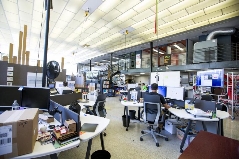 Movable cardboard partitions at The Shop @ VSP Global allow employees to create private space on the fly. Movable cardboard partitions at The Shop @ VSP Global allow employees to create private space on the fly.