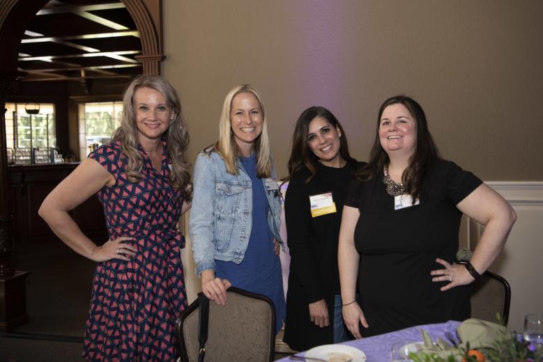 Emily Santanelli, vice president of employee benefits, USI Insurance Services; Michelle McCauley, vice president of corporate development and marketing, Bonney Plumbing, Heating, Air & Rooter Service; Tracy Sambrano, account executive, One Workplace; Courtney Hardy-Wagner, senior marketing leader, Quick Quack Car Wash