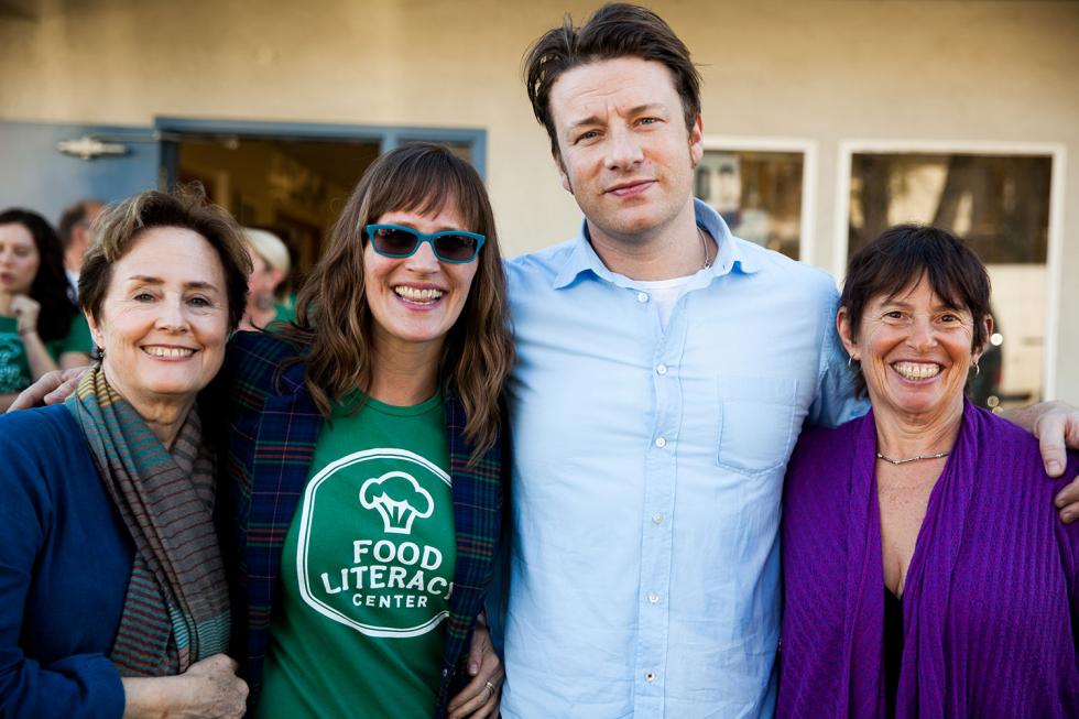 right to left: Alice Waters, Amber Stott, Jamie Oliver and Ann Cooper
