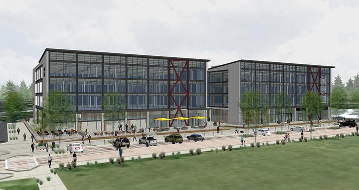 New plans for Block 1 include roughly 100,000 square feet of office space, 40,000 square feet of retail and restaurants, and 106 underground parking spots.
(Courtesy of Heller Pacific)