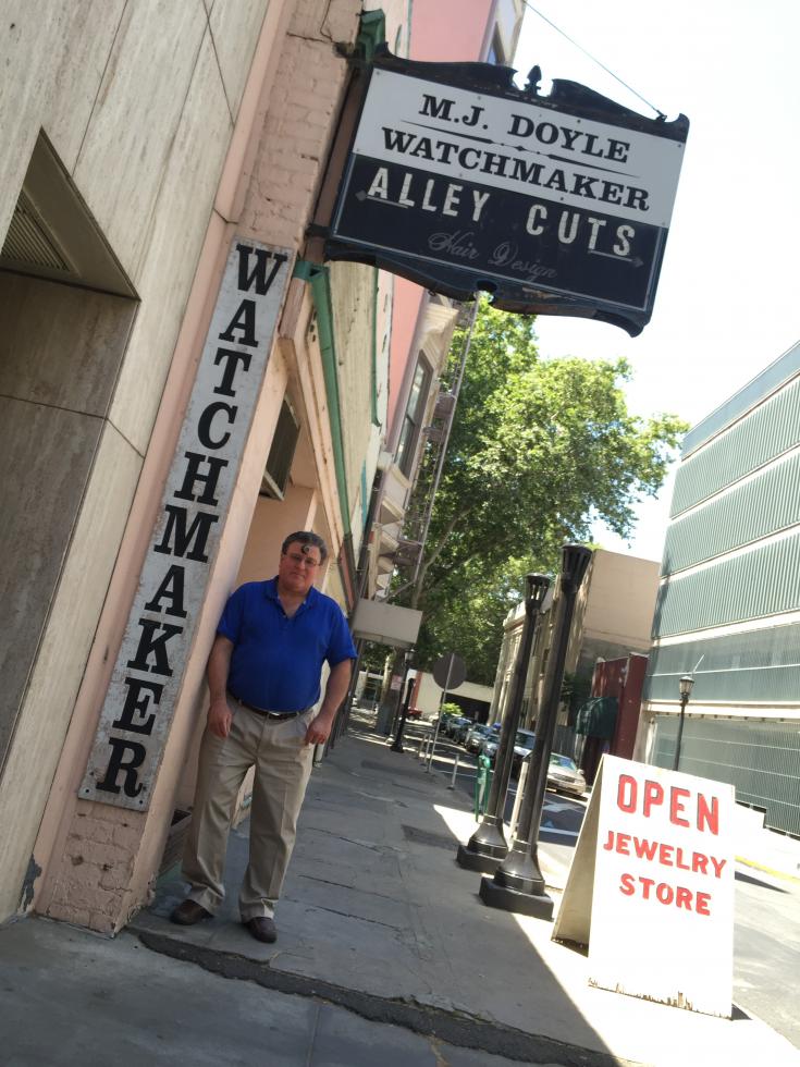 Michael J. Doyle operates out of his shop, M.J. Doyle - Watchmaker, in downtown Sacramento