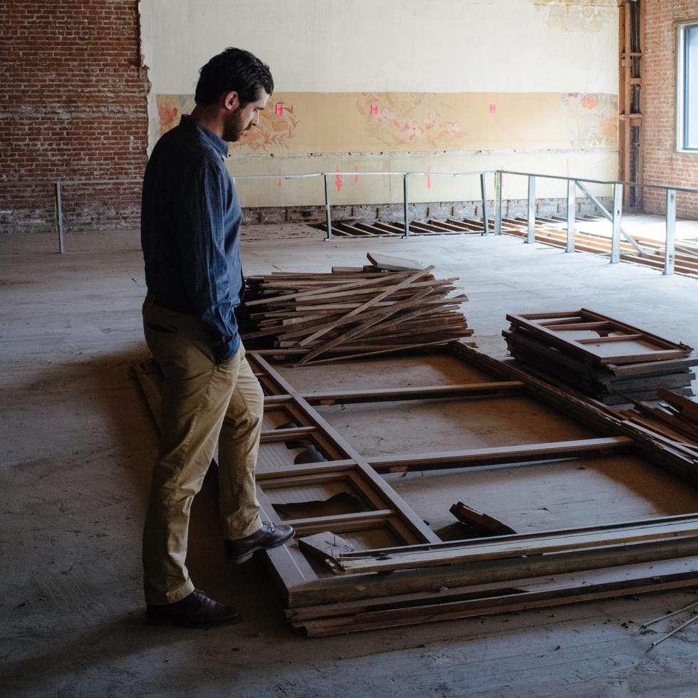 Tim Ekgan inside downtown Stockton's historic Newberry building in October 2014.