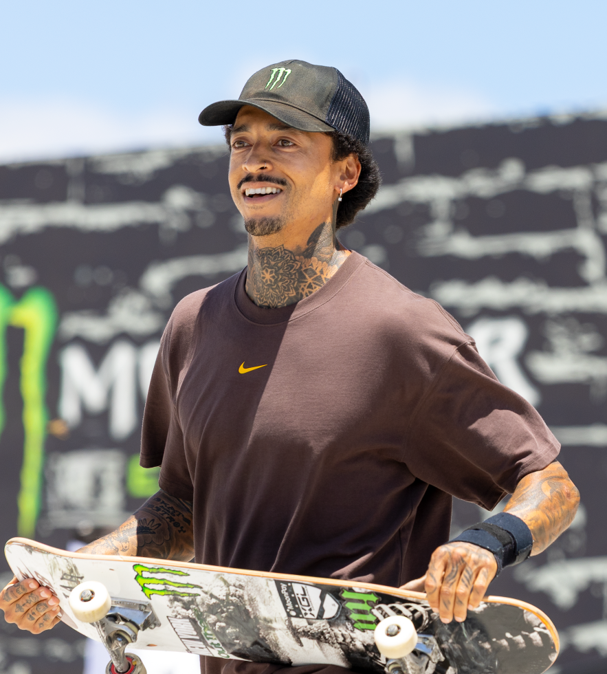 Davis’ Nyjah Huston, one of the best skateboarders in the world, beams after his run on Saturday, June 27 in the Men’s Skateboard Street Finals, earning him a silver medal.