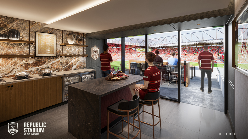 As construction continues with infrastructure work on a new Railyards stadium due to open in 2028, Republic FC announced new premium luxury suites. (Courtesy rendering)