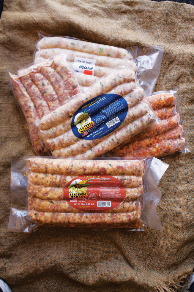 Samthong Market in Sacramento offers a variety of Southeast Asian sausages, including some made in-house. (Photo by Rachel Valley)