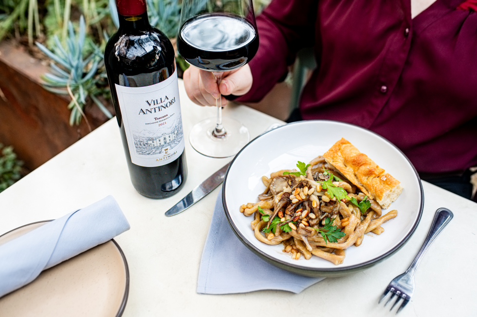 Betty Wine Bar offers European-inspired light meals like this mushroom pasta. (Photo by Rachel Valley)