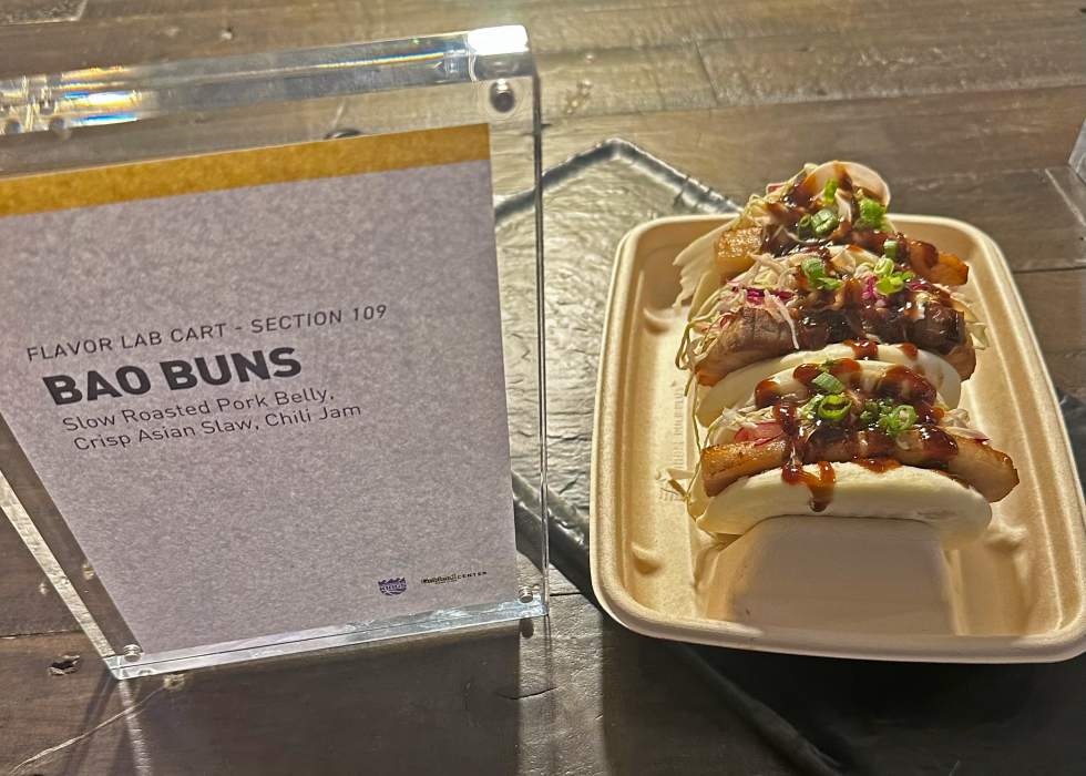 The Sacramento Kings unveiled nine new food items for the 2025-26 season. Among the new offerings is a bao bun stuffed with slow-roasted pork belly with crisp Asian slaw and chili jam.