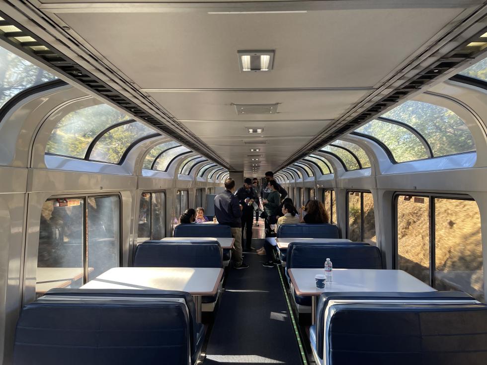 The Sightseer Lounge on the California Zephyr.(Photo by Sarah Stierch via Wikimedia Commons, licensed under CC BY 4.0)