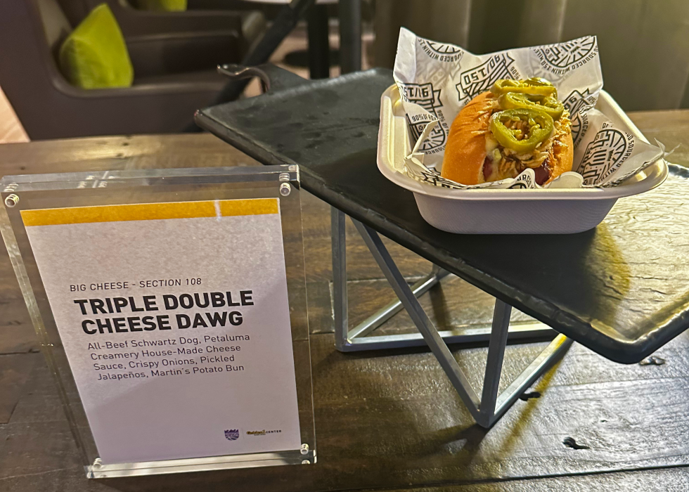 A sports event wouldn't be a sports event without a hot dog. The Kings have two — the new "L Street Dog" which is an all-beef bacon-wrapped Schwartz dog with jalapenos and the "Three Cheese Dog" which is smothered in a nacho cheese sauce.