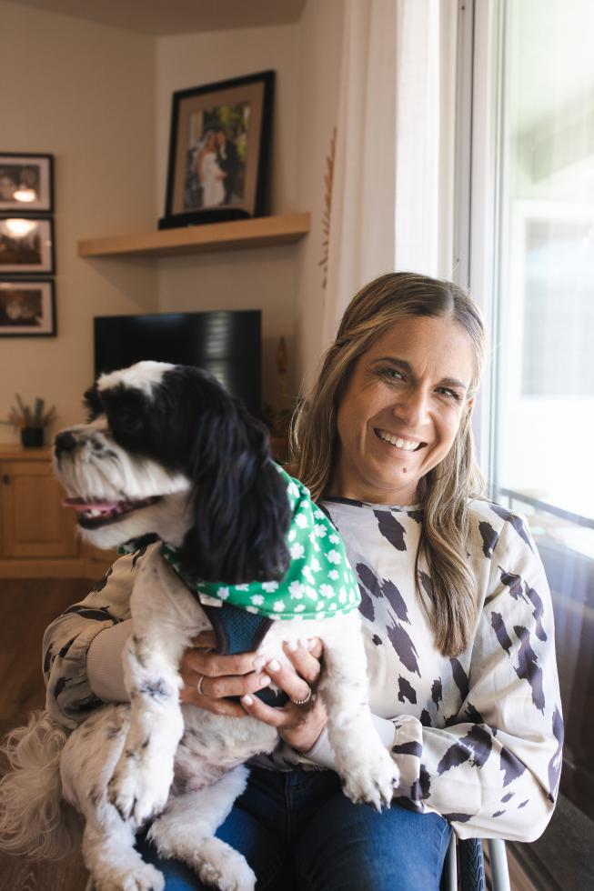 Anderson works from her home in Roseville, where she lives with her husband and her dog.