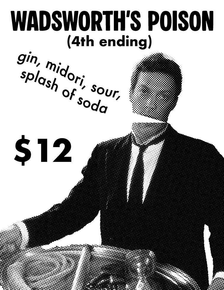 A poster for the featured cocktail for a recent screening of “Clue” at the Crest Theater. (Courtesy of the Crest)
