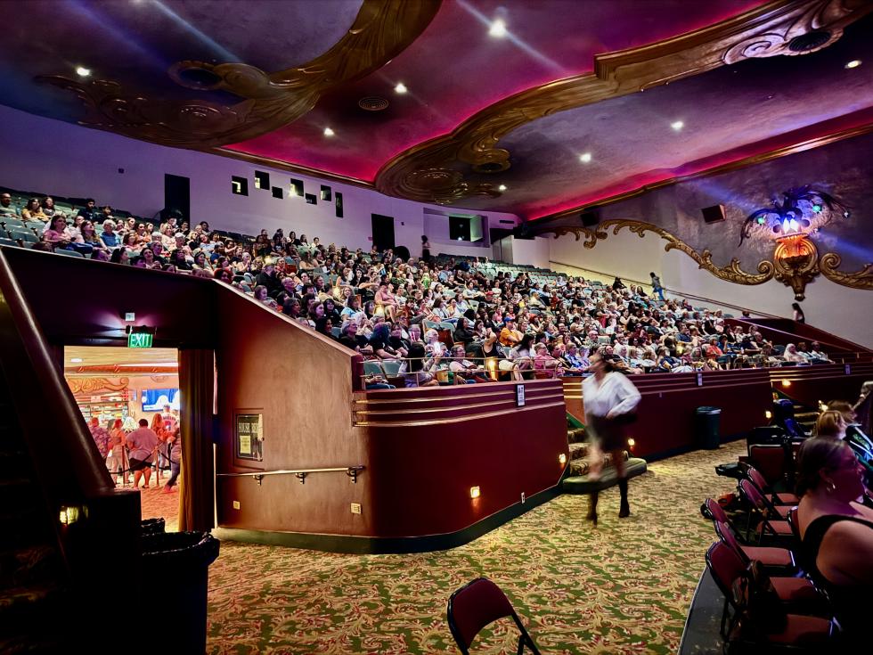 A packed upper mezzanine at the Dolly Parton tribute screening of “Steel Magnolias” at the Crest Theater on K St. on Sunday, September 6. (Photo by Helen Harlan)