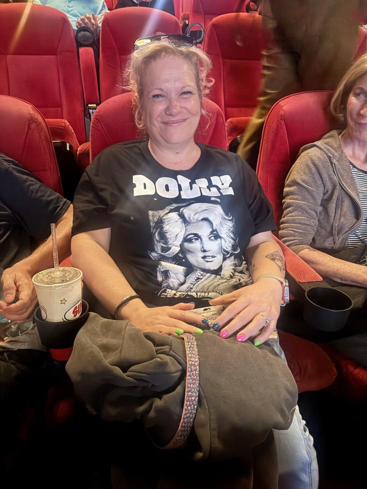 Leandra Getz sits in the audience for a “Steel Magnolias” tribute screening at Tower Theater on Tuesday, September 1. (Photo by Helen Harlan)