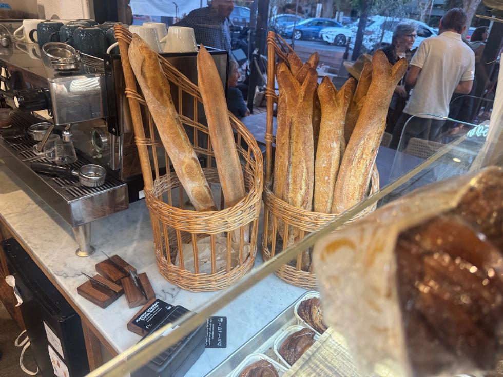 Baguettes for sale at Upper Crust Baking in Davis. (Photo by Helen Harlan)