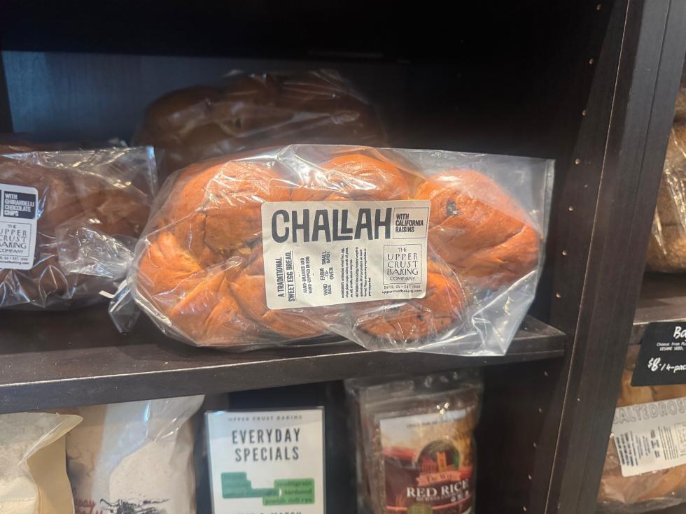 The famous challah bread on display at Upper Crust Baking in Davis. (Photo by Helen Harlan)