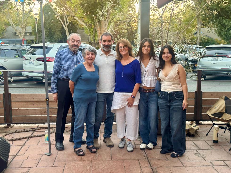 Three generations of Upper Crust Baking pose for a family photo in Davis on Saturday, October 17. From left to right: Maurice “Mo” Kalisky, Trudy Kalisky, Lorin Kalisky, Edith Gillet-Kalisky, Scarlett Gillet-Kalisky and Tess Gillet-Kalisky. (Photo by Helen Harlan)