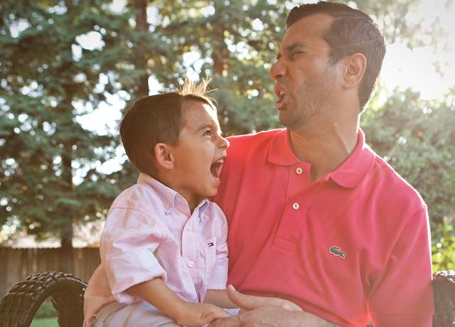 Fa Karamzadeh, 35, with his two-year-old son, Hudson