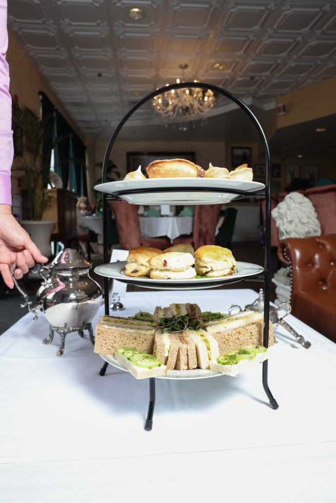 Sotherton Tea Room in Lincoln offers a variety of afternoon tea sets served in three-tiered trays. Finger sandwiches, scones and delicate pastries are standard accompaniments.