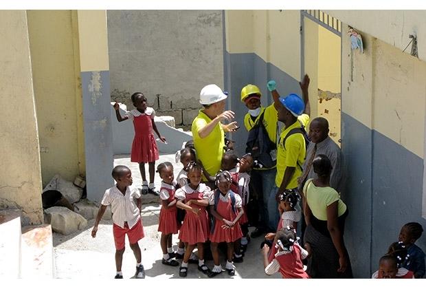 Miyamoto employees in Haiti in 2010. A total of 400,000 structures were assessed and over 10,000 were repaired.