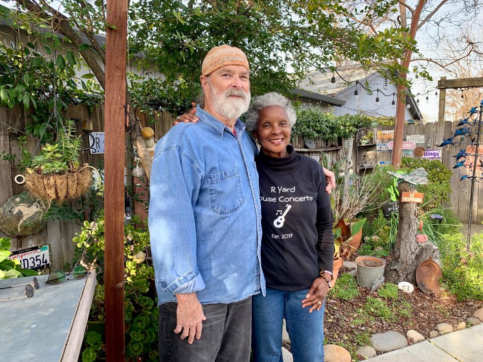 Larry Riddle and Gloria Lawson-Riddle host the R Yard house concert series in Carmichael. (Photo by Scott Thomas Anderson)