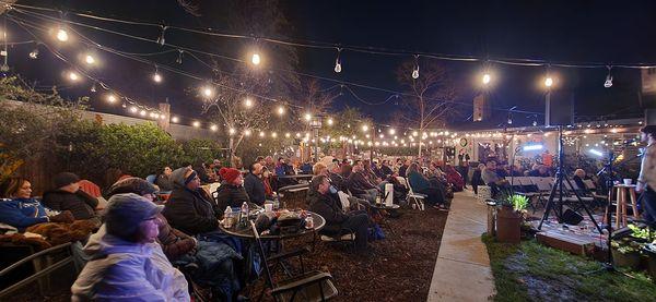 Sun sets on a house concert at R Yard in Carmichael. (Photo courtesy of Gloria Lawson-Riddle)