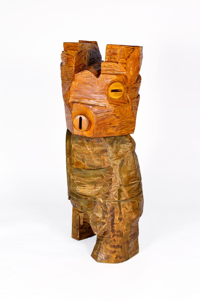 Hart used a chainsaw to create wood sculptures for her upcoming show.