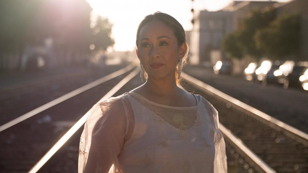 Rodriguez, seen here wearing a traditional Filipino garment, is the founding director of the Bulosan Center for Filipino Studies, a one-of-a-kind program focused on the Filipino experience in the United States.