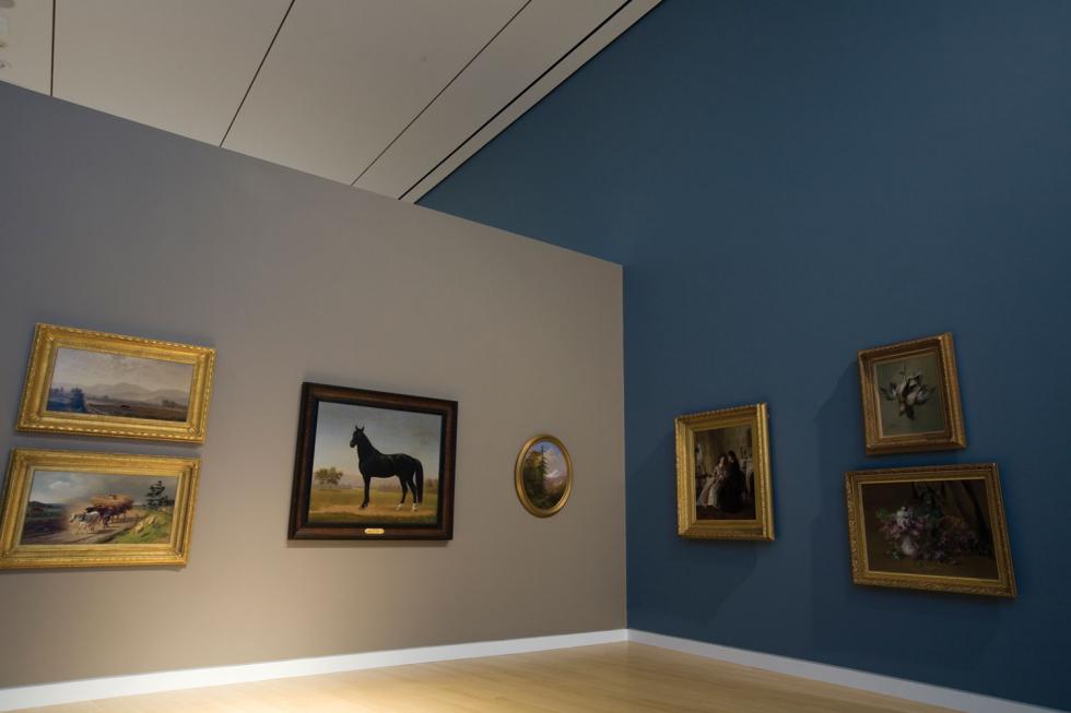 The museum's paint colors were selected in relation to the art displayed in each gallery. Designers also relied heavily on the use of zinc, white metal and glass. 