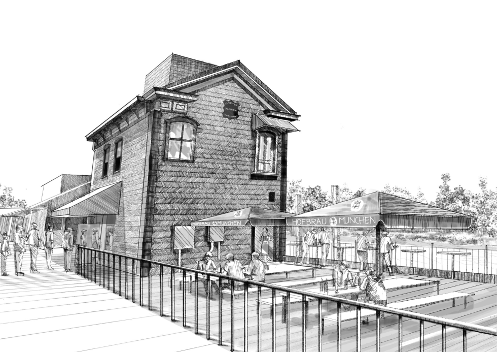 A conceptual drawing of what the Old Sac Der Biergarten will look like after construction is complete. (Image courtesy of Sean Derfield)