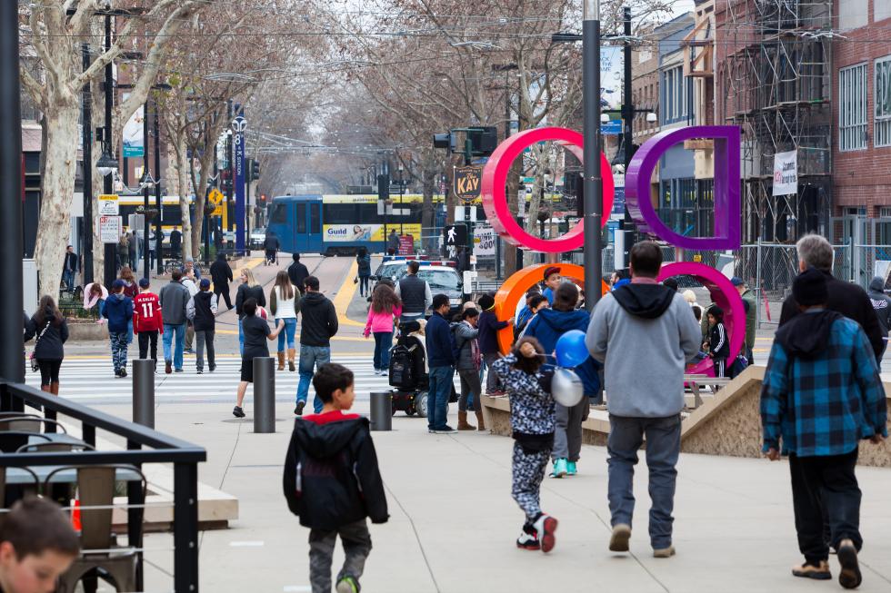 People walk through the Downtown Commons area in Sacramento. (Shutterstock photo)