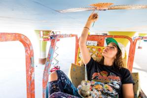 When Bright Underbelly is completed, Sofia Lacin will have spent about 315 hours painting the expansive mural.