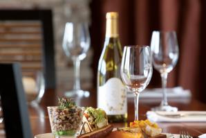 Quinoa citrus salad, soft taco, chili relleno, vegetables, cedar roasted tofu and mango chutney. Paired with 2011 ZD Chardonnay, California