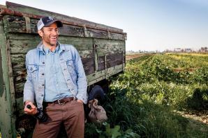 J-E Paino at his hops farm, Ruhstaller Farm + Yard, outside Dixon in Solano County. 