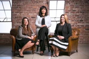 From left: Rayna Pearson, Myla Ramos and Heather Kocina cofounded SearchPros Solutions in Sacramento in 2005. (Photography courtesy of SearchPros Solutions)
