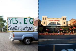 Slow-growth advocates, like members of SaveOurCounty, urge residents to support Measure E and Measure G on the June ballot. / Kevin Nagle, co-partner for the El Dorado Hills Town Center (pictured), says he’ll push for affordable housing to generate a tax base to attract the employers and small businesses that will fund services in the growing county.