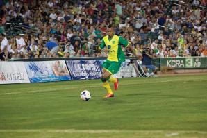 Nathan Redmon from Norwich City F.C. carries the ball during his team’s friendly match at Raley Field during Sacramento Soccer Day on July 18, 2013.