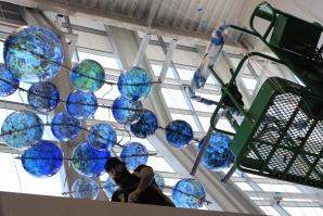 Bryan Valenzuela’s half-completed sculpture, “Multitudes Converge,” is unveiled at the Golden 1 Center in Sacramento. (Photos by Sena Christian)