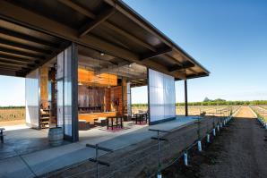 Designed by John Vierra, m2 Vintner’s new indoor/outdoor structure offers patrons the chance to relish the flavors of wine and views of the vineyard simultaneously. 