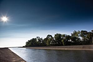 The Edmund G. Brown California Aqueduct (shown here near Westley in Stanislaus County) stretches about 400 miles, carrying water from Northern California to users in the south. 