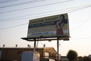 Anh Phoong's advertisements appear around the Capital Region and the Bay Area, including this billboard in south Sacramento. (Photo by Robin Douglas)