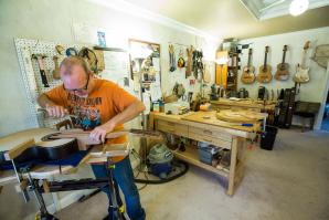Waylin Carpenter has been building custom, classical guitars in his home workshop in Sacramento since 2000. Carpenter makes 5-, 6- and 7-string guitars, and each can take 150 to 200 hours to complete. 