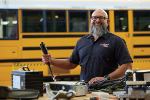 Ash Dalal teaches young auto mechanics how to service electric vehicles at the California Mobility Center. (Photos by Fred Greaves)