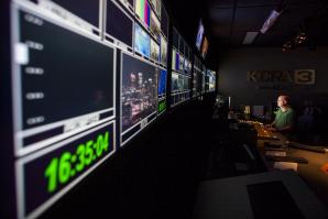 It's nearly go time, and the five monitors in the control room at Sacramento's KCRA-TV are about to be filled with more than 80 different video and audio sources from satellite feeds, traffic cameras, helicopters, live trucks and a half-dozen reporters. 