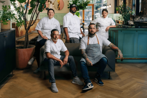 The chefs for the 2024 Tower Bridge Dinner are (clockwise starting top left): Jamie Rathburn of Ella Dining Room & Bar, Cecil Rhodes of Nash & Proper, Yekaterina Balagian of Seasons Kitchen & Bar, Pedro Depina of The 7th Street Standard and Brock Macdonald of Beast + Bounty. (Photos by Francisco Chavira, courtesy of Visit Sacramento)