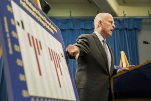 Gov. Jerry Brown announcing the 2015-2016 fiscal year budget proposal at the State Capitol last May

(Photo: Ken James for Bloomberg News)